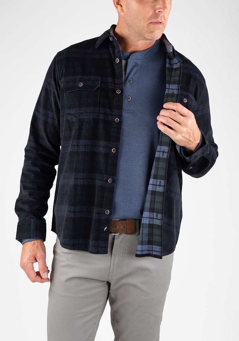 Stretch Corduroy Plaid Shirt