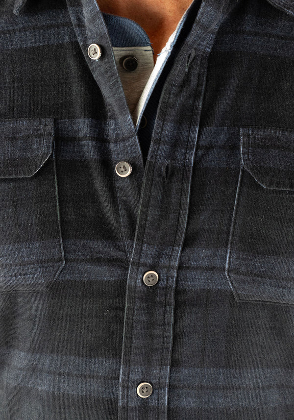 Stretch Corduroy Plaid Shirt