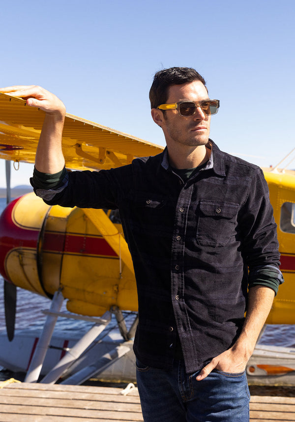 Stretch Corduroy Plaid Shirt